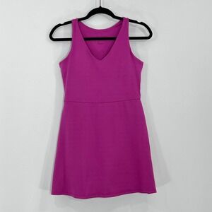 GapFit Womens Magenta Pink V-Neck Active Dress Built-in Shorts Pocket Small
